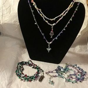 BRACELETS & NECKLESSES-CROCHET 4 PC SET